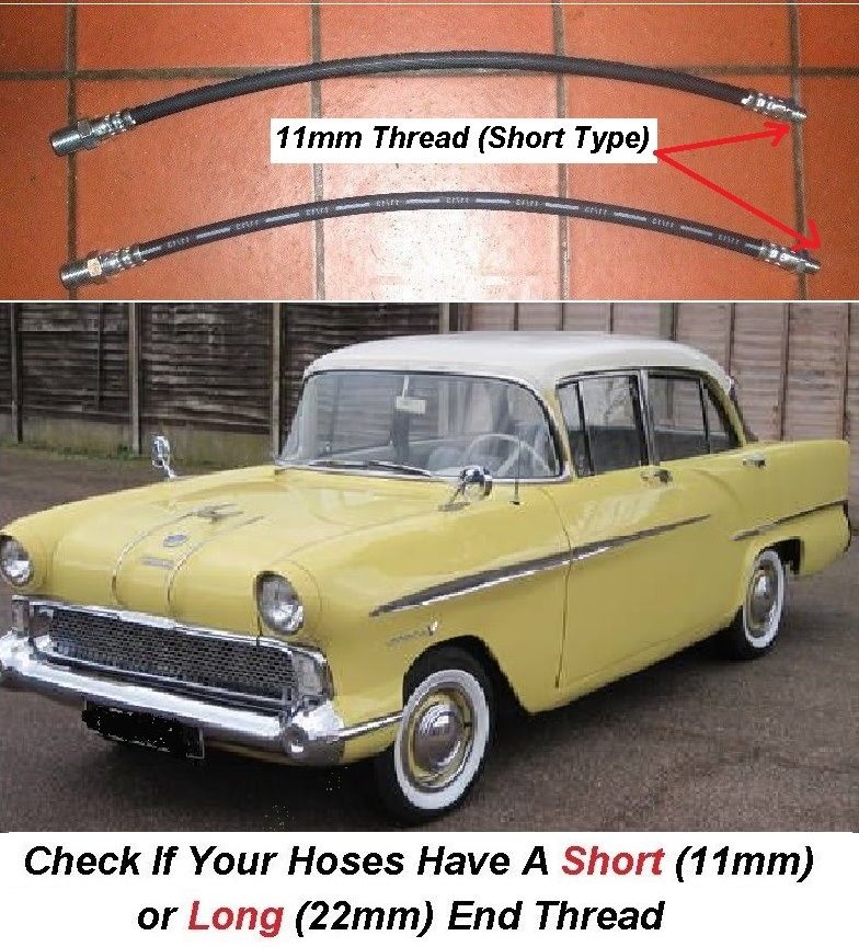 FRONT BRAKE HOSES x2 (Vauxhall Victor F Type) (Ser.1&2) (**Short Male Thread**) (1957- 61) 